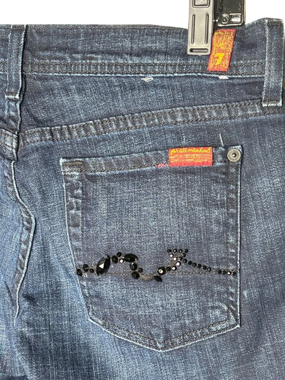 7 For All Mankind Women Size 28 Bootcut Jeans Blue Denim Stretch - Picture 9 of 12